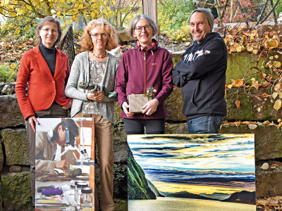 Kunst, Handwerk und Genuss in Thüngersheim: Gudrun Hanika, Nicole Schelbert, Martina Felsmann und Werner Hägele